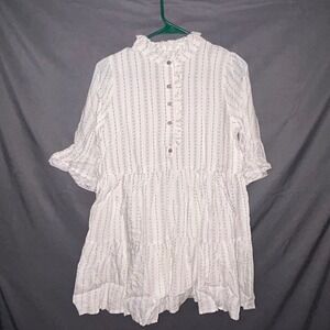 Hayden Girls Off White Tiered Babydoll Dress Star Stripe Ruffle XL NWT